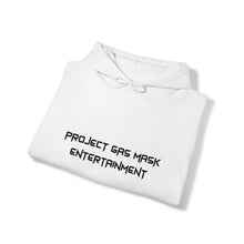 Load image into Gallery viewer, Black Letter Project Gas Mask Entertainment Unisex Heavy Blend™ Hooded Sweatshirt