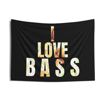 Load image into Gallery viewer, Black I LOVE BASS Project Gas Mask Tapestries
